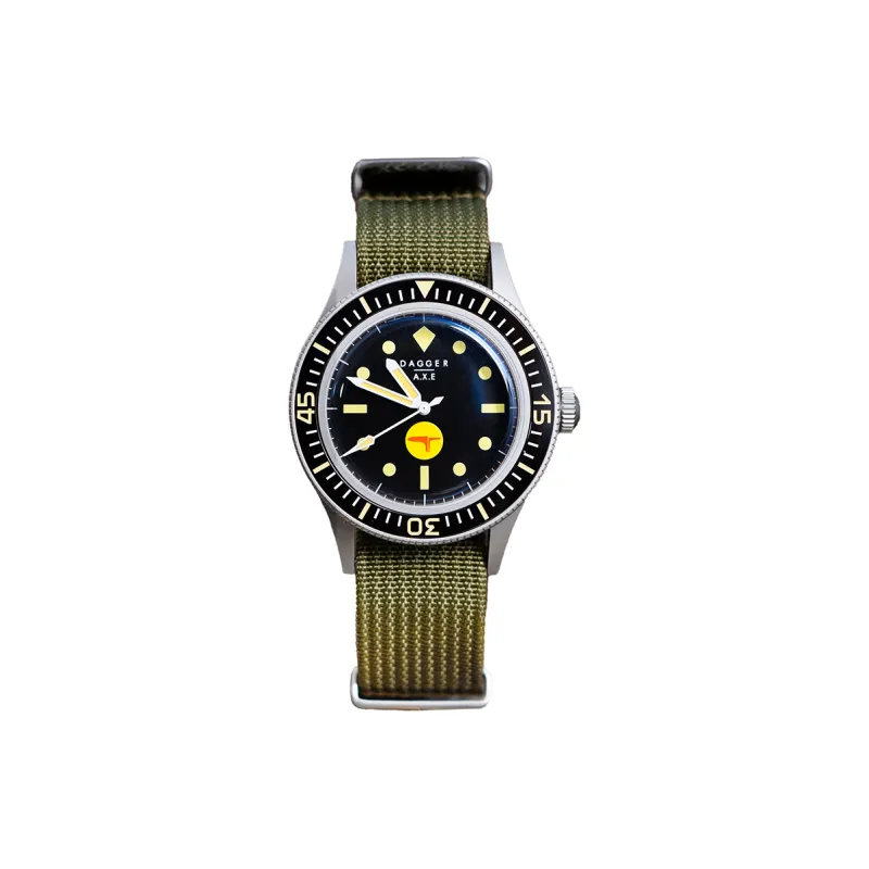 DAGGER AXE Automatic Mechanical Movement Nylon Strap Watch Unisex Black Dial-0