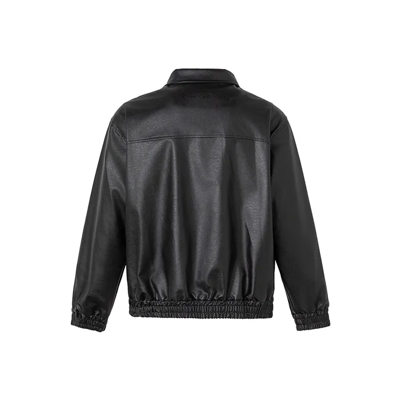 EYEUNDERSTAND Leather Jacket Unisex Black-1