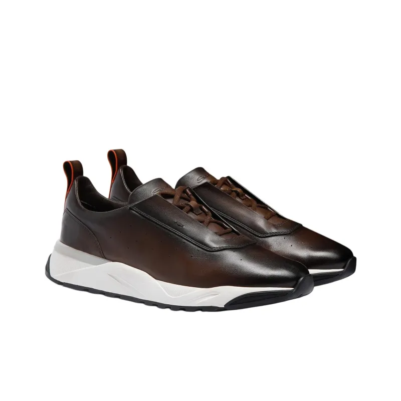 Santoni Low Top Casual Shoes Men's Brown-2