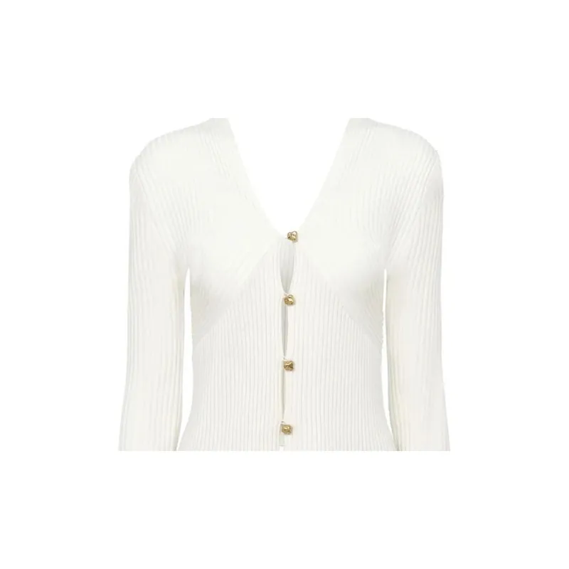 Chloé V-Neck Ribbed-Knit Cardigan-4