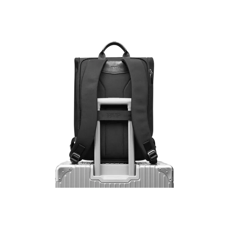 BVP Fabric With Cow Leather Large Capacity 16 Inch Laptop Bag Backpack Regular Unisex Pine Gray/Obsidian Black-8