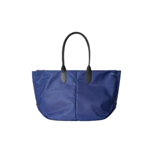 Ecco Cow Leather With Textile Tote Bag Shopping Bag Shoulder Bags Large Size Women's Marine Blue