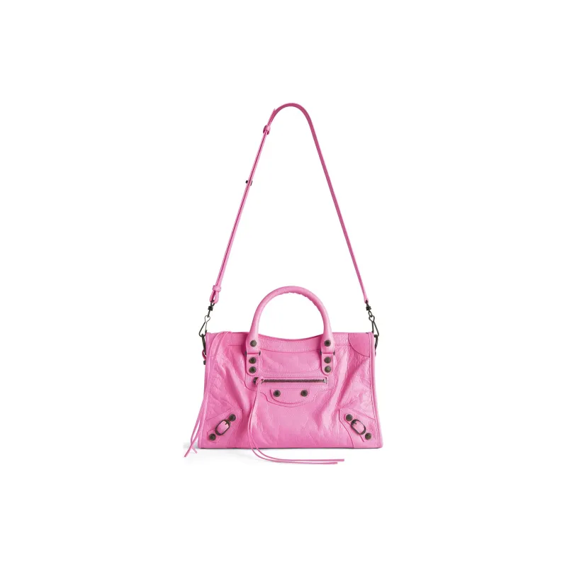 Balenciaga Le City Sheepskin One Shoulder Handbag Women's Bright Pink-3