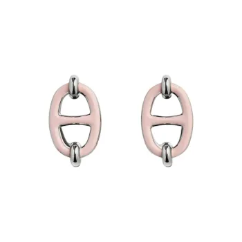 HERMES Palladium Plated Earrings Women's Light Pink
