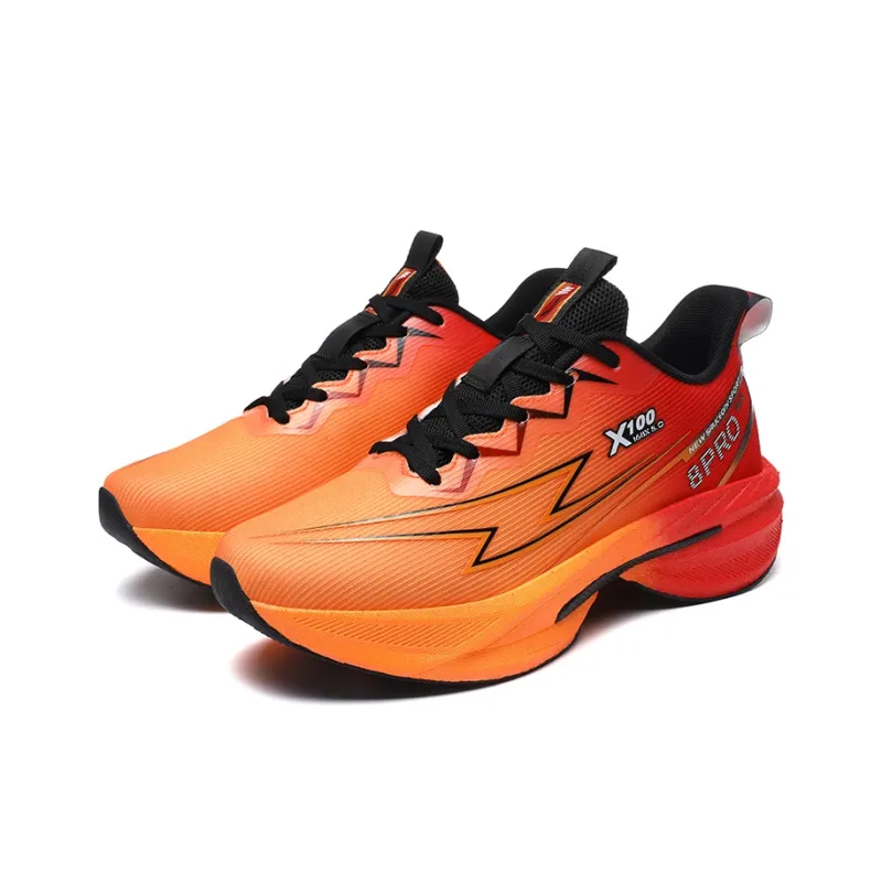 QIUTEXIONG Running Shoes Men Low Top Orange Red/White Rose Red/Grass Green-1