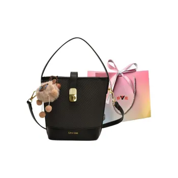 Yalu PU Bucket Bag Shoulder Bag Crossbody Bag Handbag Regular Women's Black/Pink/Brown/Ecru