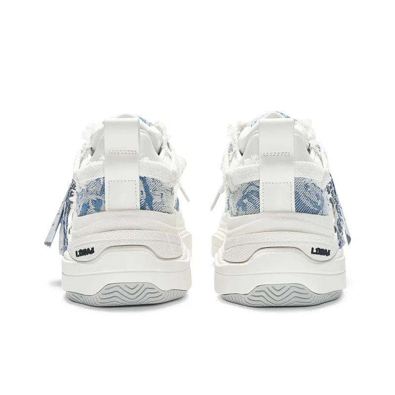 LINGMO Casual Shoes Unisex Low Top White, Blue, Gray-3