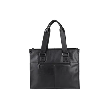 DOSRFINI Top Grain Cow Leather Briefcases Men's Black