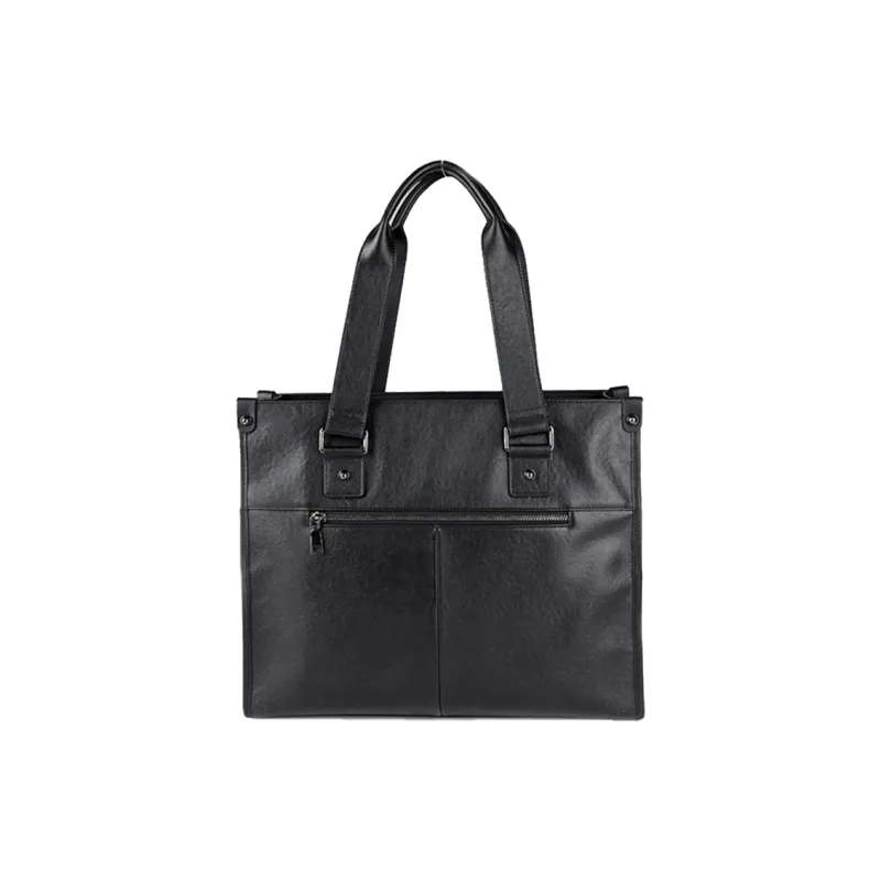 DOSRFINI Top Grain Cow Leather Briefcases Men's Black-0