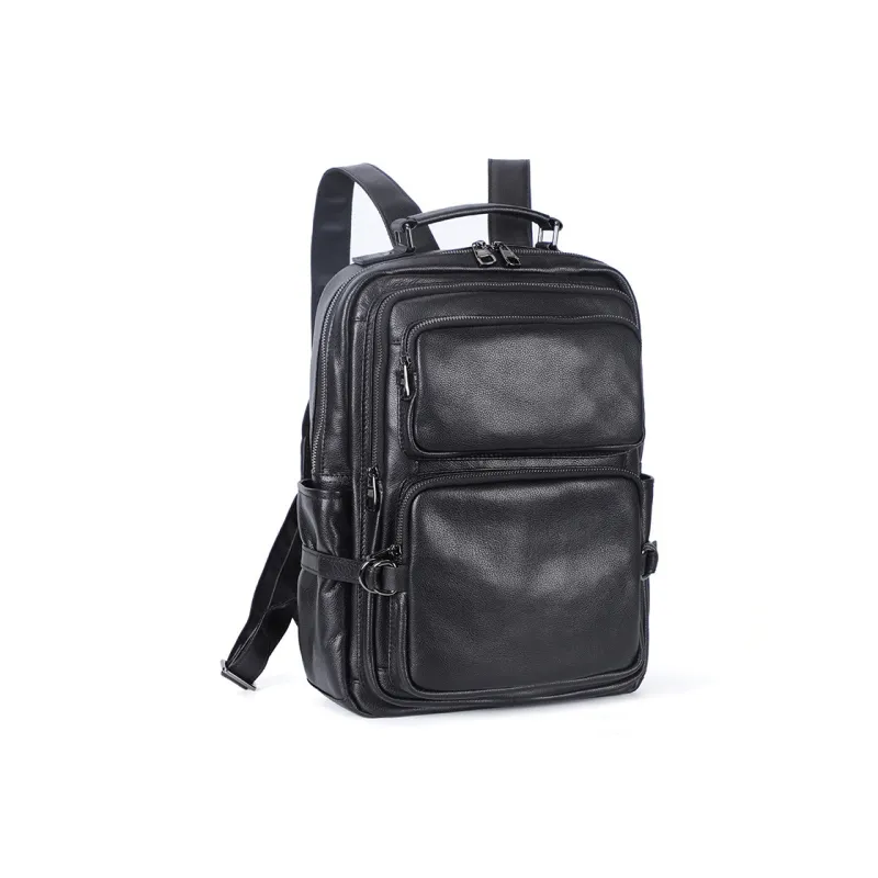 LARTIGENT Cow Leather Backpack Men's Black-1