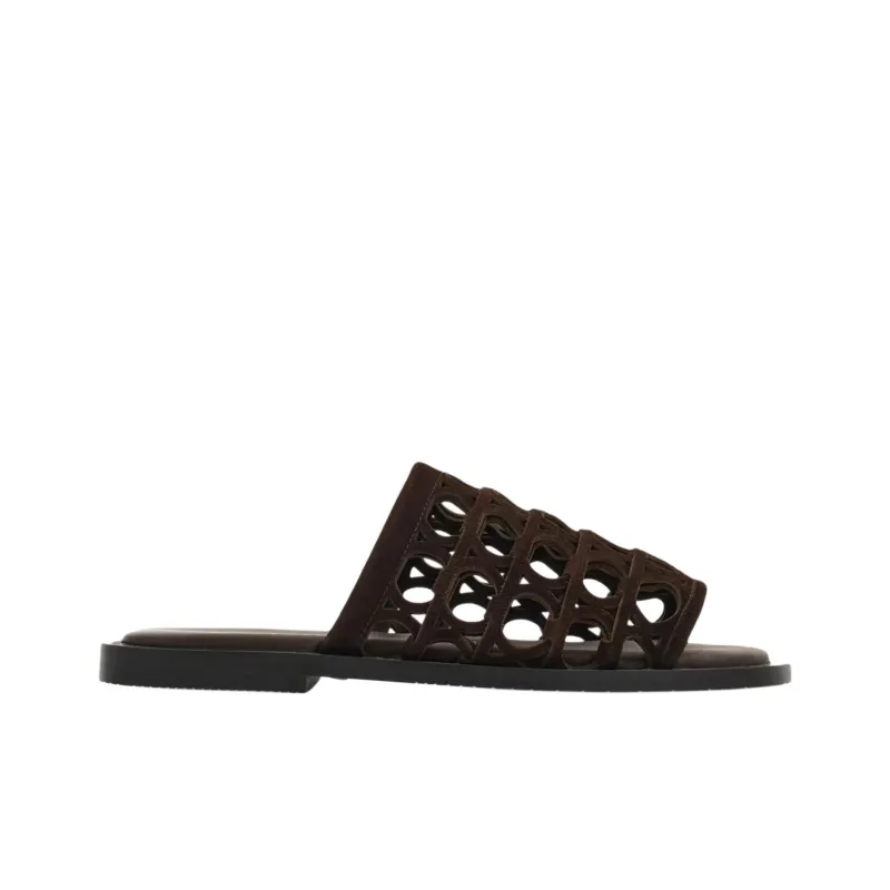 FERRAGAMO GANCINI Slide Slippers Men's Brown-1