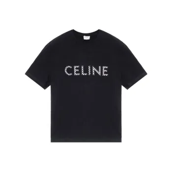 CELINE Loose T Shirt In Cotton Jersey With Studs