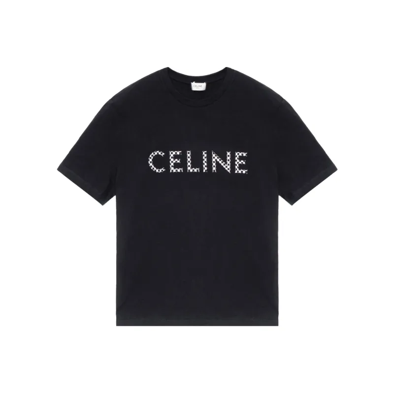 CELINE Loose T Shirt In Cotton Jersey With Studs-0