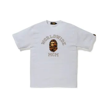 A BATHING APE X Mcm Rhinestone College Tee