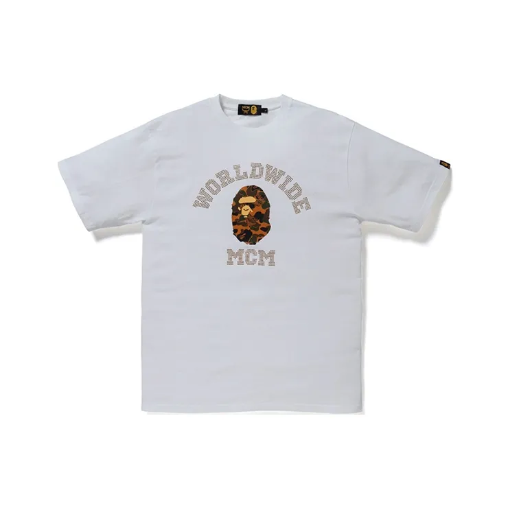 Bape X Mcm Rhinestone College Tee-0