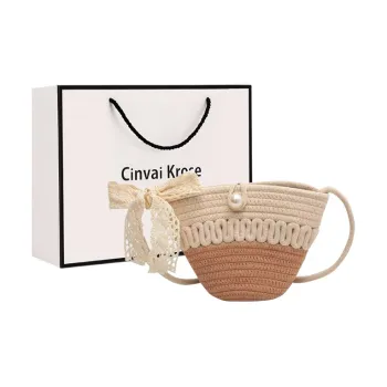 CinvaiKrose Braided Bucket Bags Shoulder Bag Crossbody Bag Small Size Women's White/Khaki