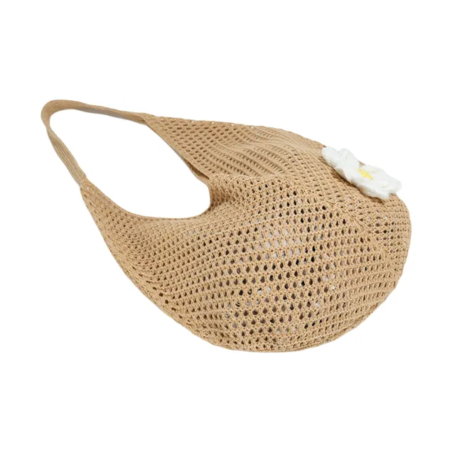 CinvaiKrose Fabric Tote Portable Shopping Bag Shoulder Bag Tubas Women's Khaki-3