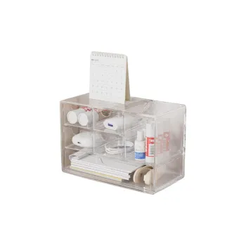 JIAOXUEFEI Cosmetics Storage Box With Vanity Table Shelf Desktop Premium Organizer Drawer Cabinet 6 Compartments
