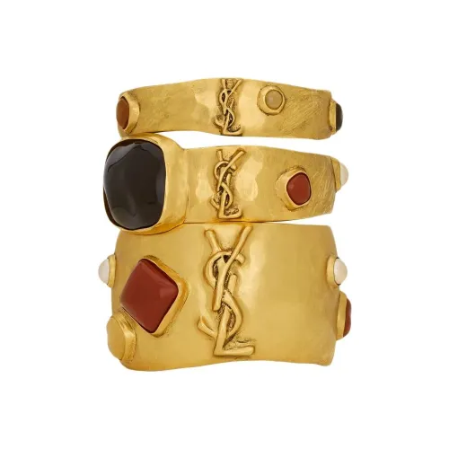 SAINT LAURENT Metal Enamel Resin Glass Bangles Women's Gold