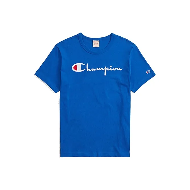Champion Straight T Shirt Unisex Royal Blue-0