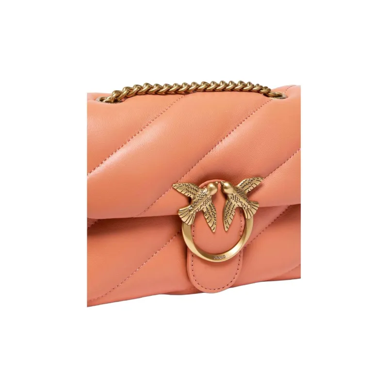 PINKO Love Bag Puff Sheepskin Shoulder Bag Mini Women's Orange-2