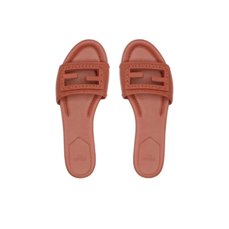 FENDI Baguette Slide Slippers Women's Brown-4