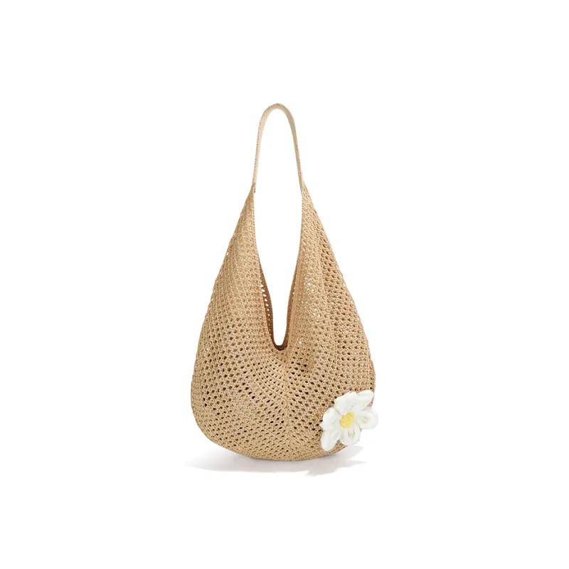 CinvaiKrose Fabric Tote Portable Shopping Bag Shoulder Bag Tubas Women's Khaki-1