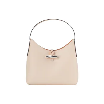 LONGCHAMP Roseau Calfskin Shoulder Bag Handbag Shoulder Bag Medium Size Women's Light Pink