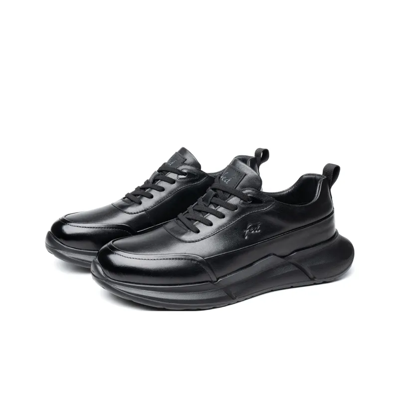 FED Breathable Lightweight Height Increasing Low Top Casual Shoes Men's Black-5