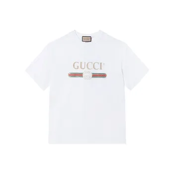 GUCCI Logo Print Cotton T shirt