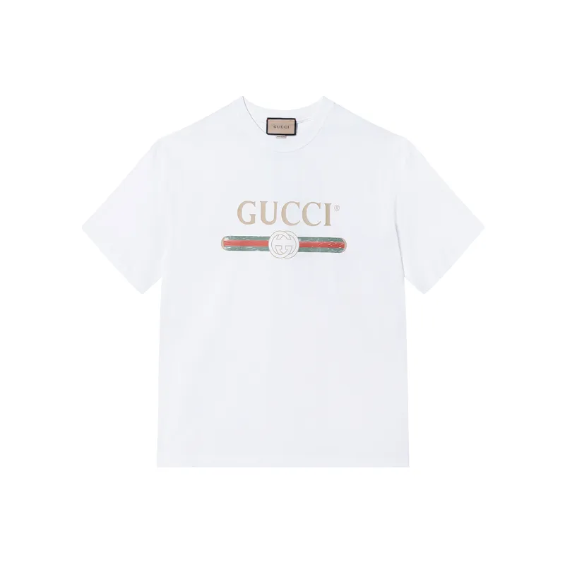 GUCCI Logo Print Cotton T shirt-0