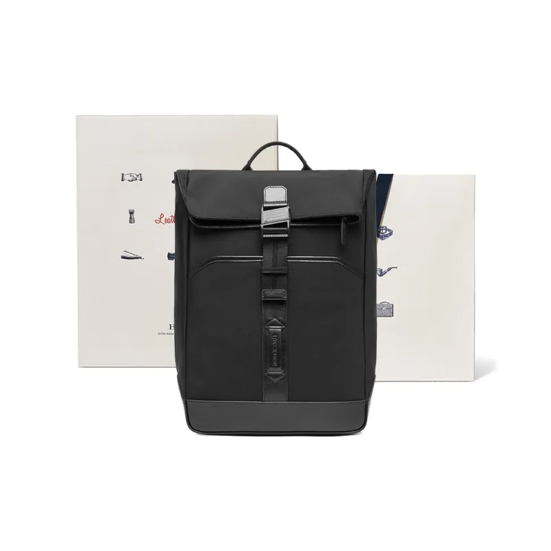 BVP Fabric With Cow Leather Large Capacity 16 Inch Laptop Bag Backpack Regular Unisex Pine Gray/Obsidian Black-7