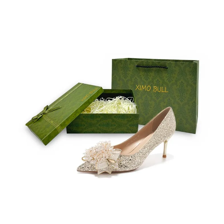 XIMO BULL High Heels Women's Champagne Gold-30