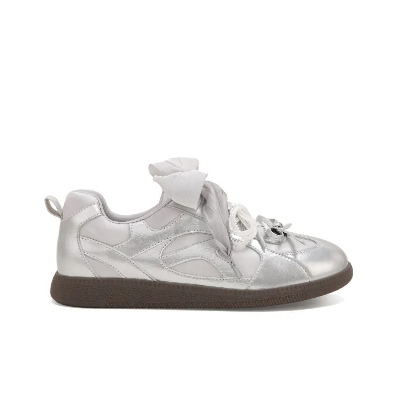 TTKJ Abrasion Resistant, Lightweight, And Breathable Low Top Skateboard Shoes Women's Satin Silver-3
