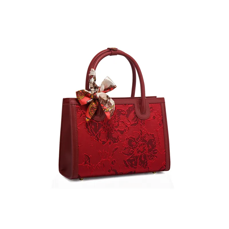 HACIN PU One Shoulder Handbags Regular Women's Jacquard Red-2