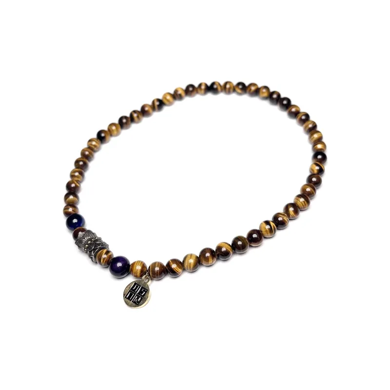 MOUNTAINS AND MANS Tiger's Eye Stone New Chinese Style Multi Wrap Good Luck Beaded Bracelet Men's-4