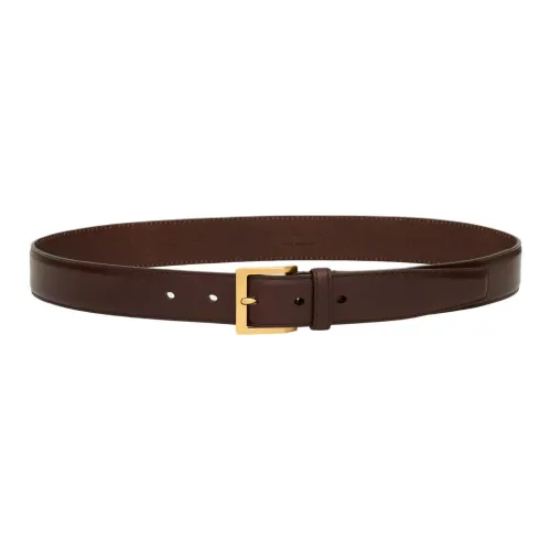 SAINT LAURENT Metal Leather Belts Women's Brown Width 3CM