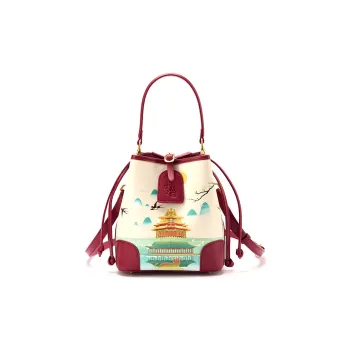 DIFENISE Cow Leather Bucket Bags Shoulder Bag Crossbody Bag Handbag Women's Multicolor