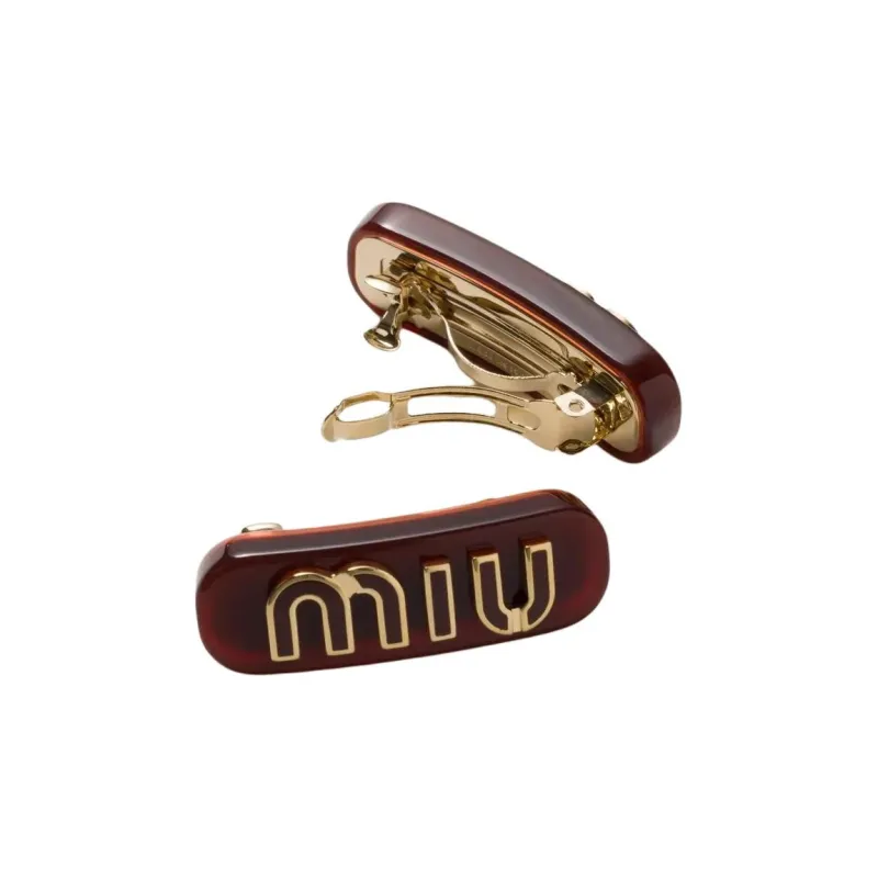 MIU MIU Metal Hair Clips Unisex Amaranth Red-1