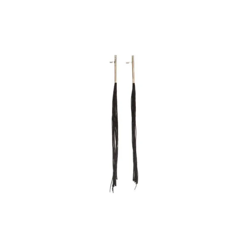 JIL SANDER Brass Viscose Drop Earrings Women's Black-0