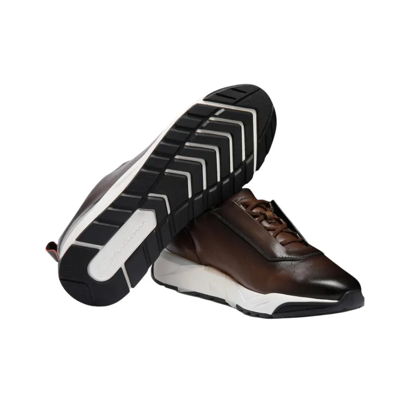 Santoni Low Top Casual Shoes Men's Brown-4