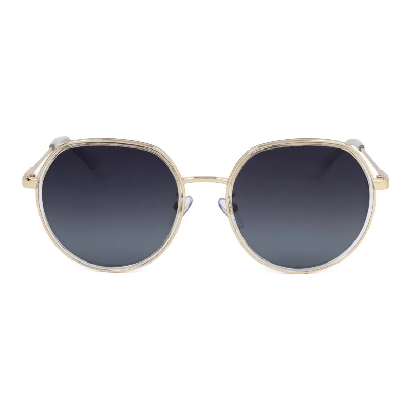 Polaroid Stainless Steel Round Sunglasses Unisex Gold-1