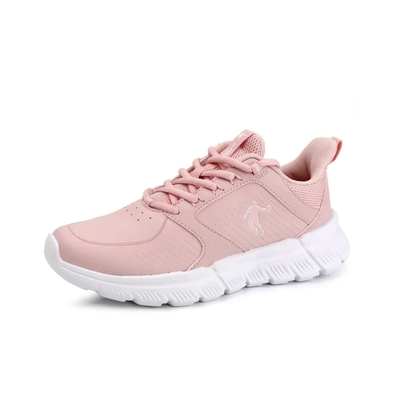 QIAODAN Anti Slip Wear Resistant Low Top Casual Running Shoes Women's Pink White-1