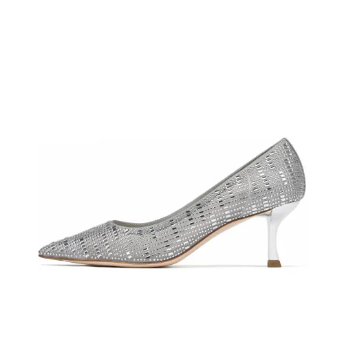 73Hours Slim Heel High Heels Women's Silver