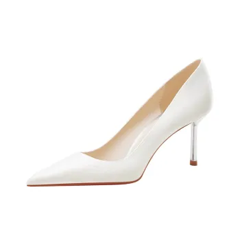 WEISHIBANGWEI Slim Heel High Heels Women's White