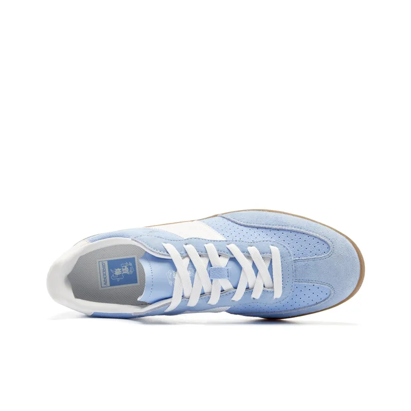 QIAODAN Abrasion Resistant Slip Resistant Low Top Skateboard Shoes Men's Salt Crystal Blue Jordan White-3