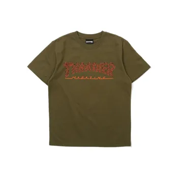 Thrasher Straight T-Shirt Japan Version Unisex Army Green