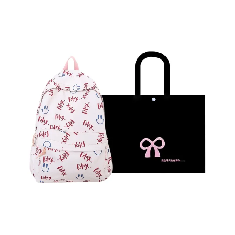 HACIN Nylon Backpack Women's White/Black/Blue/Pink-7