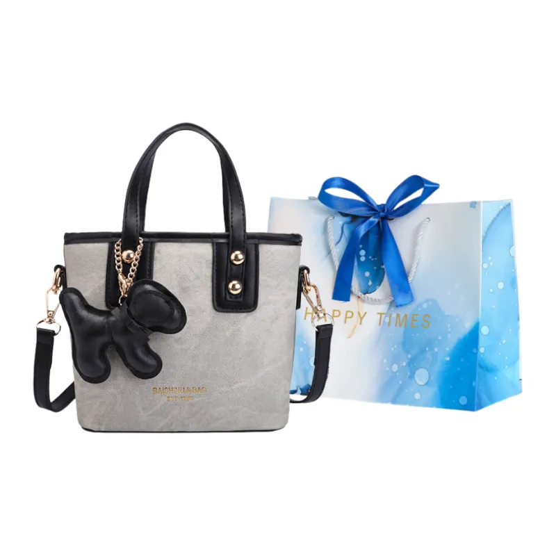 ROUNDOT Tote Bag Shopping Bag Handbag PU Women's Blue/Gray Brown/Black/Gray Black/Pink-14