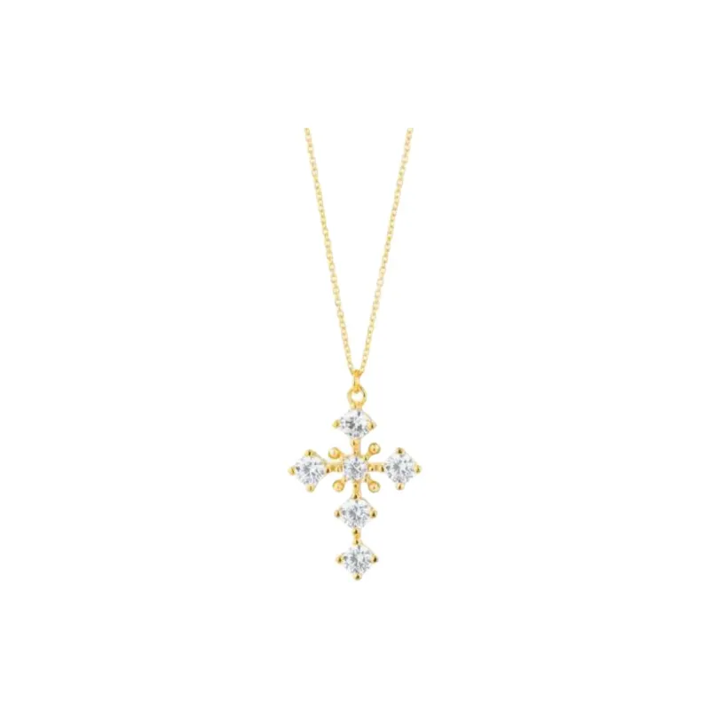 Radiant Stainless Steel, Cubic Zircon, Silver Gold Plated Necklaces Women's Gold-0